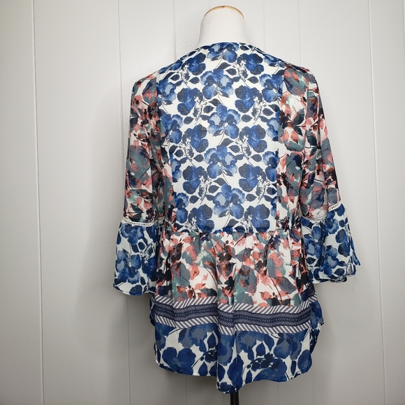 Vintage America Blue and Pink Floral Blouse - Picture 2 of 12